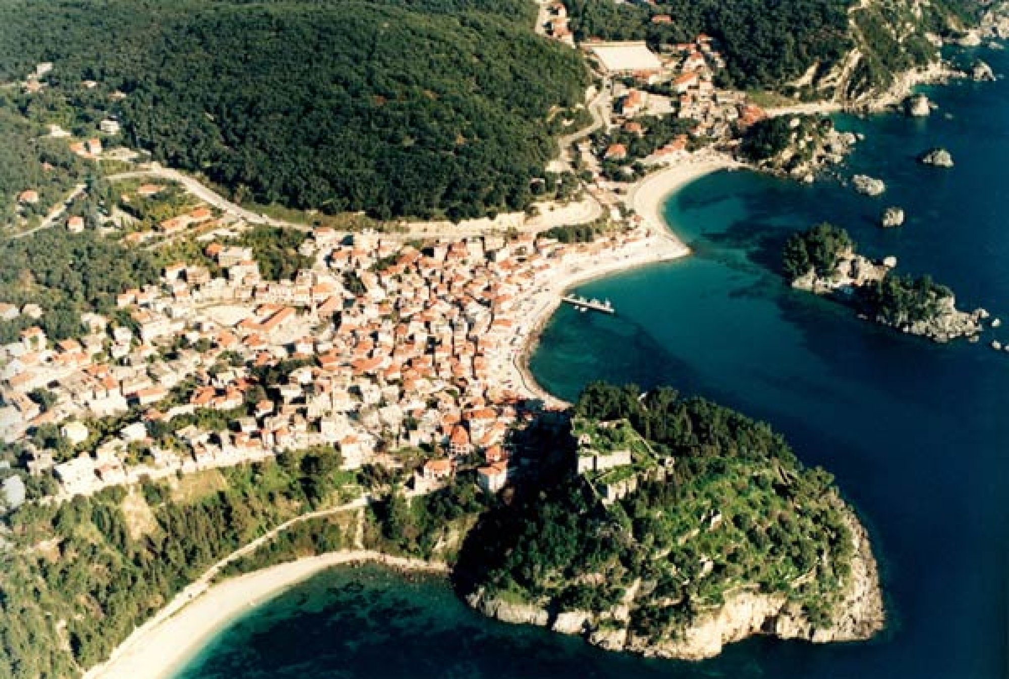 With private access this sea front property for sale in Parga